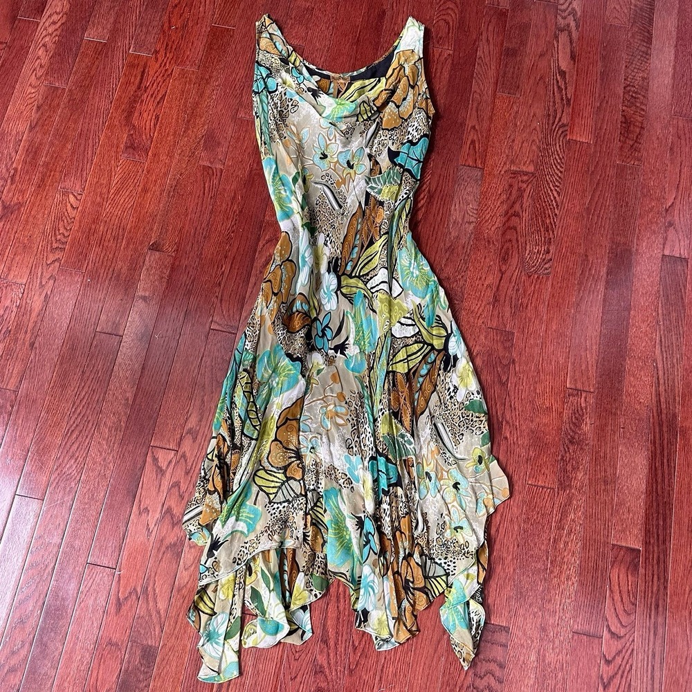 Midnight Velvet Vintage Y2K Asymmetrical Floral Dress Sexy Animal Print 2000s